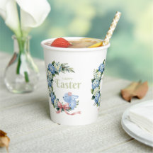 Watercolor Easter Hydrangea Wreath Cute Bunny