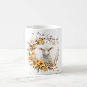 Watercolor Easter Lamb Personalized Coffee Mug
