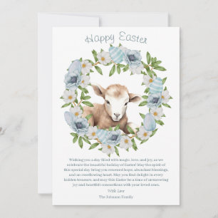 Watercolor Easter Lamb Personalized Holiday Card