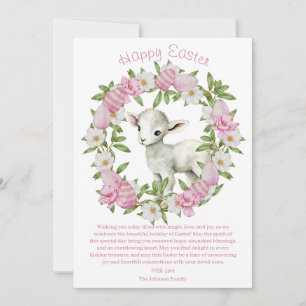 Watercolor Easter Lamb Personalized Holiday Card