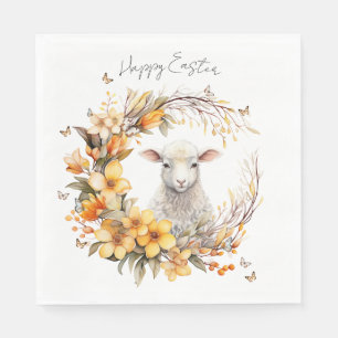Watercolor Easter Lamb Personalized Napkin