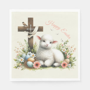 Watercolor Easter Lamb Personalized Napkin