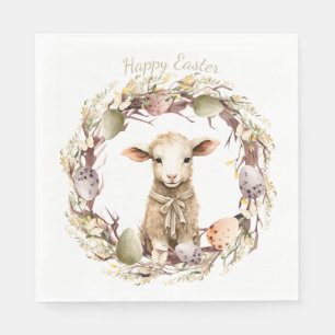 Watercolor Easter Lamb Personalized Napkin