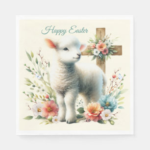 Watercolor Easter Lamb Personalized Napkin