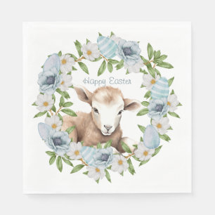Watercolor Easter Lamb Personalized Napkin