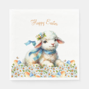 Watercolor Easter Lamb Personalized Napkin