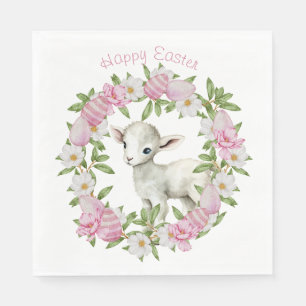 Watercolor Easter Lamb Personalized Napkin