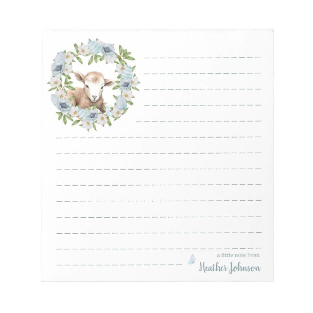 Watercolor Easter Lamb Personalized Notepad (Front)