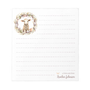 Watercolor Easter Lamb Personalized Notepad