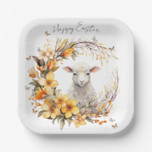 Watercolor Easter Lamb Personalized Paper Plate