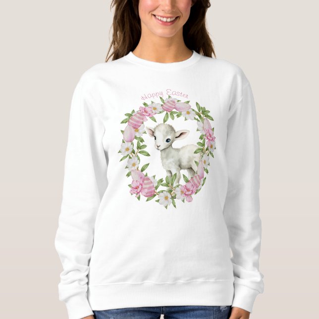 Watercolor Easter Lamb Personalized Sweatshirt (Front)