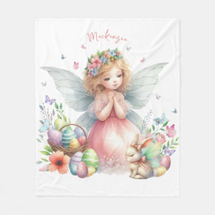 Watercolor Easter Spring Fairy Fleece Blanket