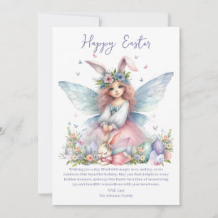 Watercolor Easter Spring Fairy Holiday Card
