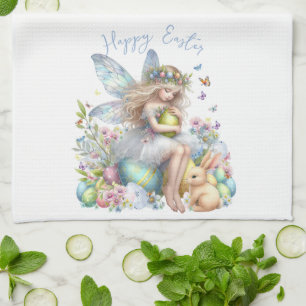 Watercolor Easter Spring Fairy Kitchen Towel