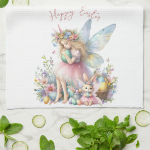 Watercolor Easter Spring Fairy Kitchen Towel