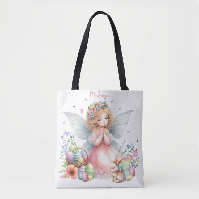 Watercolor Easter Spring Fairy Tote Bag (Front)