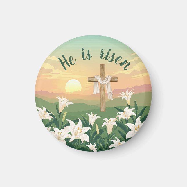 Watercolor Easter sunrise Christian cross  Magnet (Front)