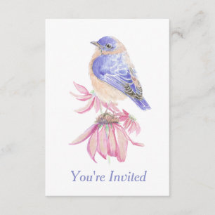 Watercolor Eastern Bluebird Blue Bird Art Invitation