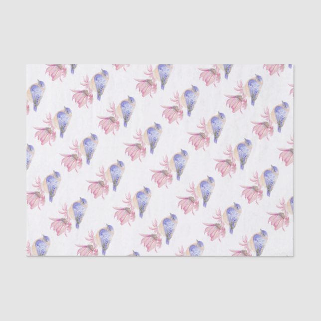 Watercolor Eastern Bluebird Blue Garden Bird Tissue Paper (Front)