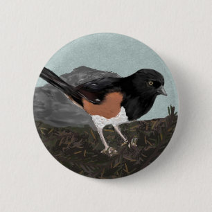 Watercolor Eastern Towhee Button
