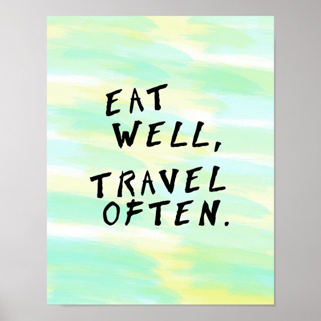 Watercolor "Eat Well, Travel Often" Poster (Front)