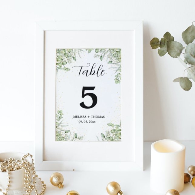 Watercolor  Ecalyptus greenery wedding  Table Number (Creator Uploaded)