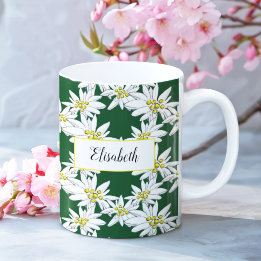 Watercolor Edelweiss Hand-Illustrated Personalized Coffee Mug