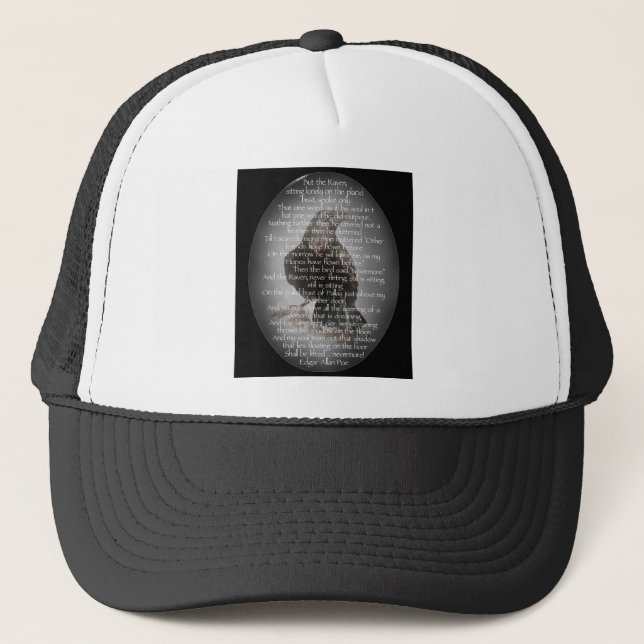 Watercolor Edgar Allan Poe Raven Poem Trucker Hat (Front)