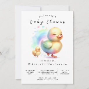 Watercolor Editable Duck Baby Shower Invitation
