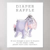 Watercolor Eeyore Baby Shower Diaper Raffle