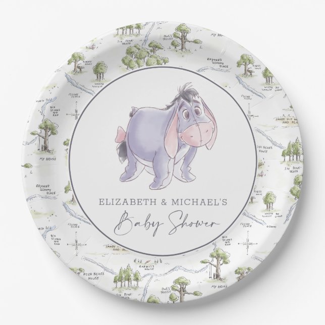 Watercolor Eeyore Baby Shower Paper Plates (Front)