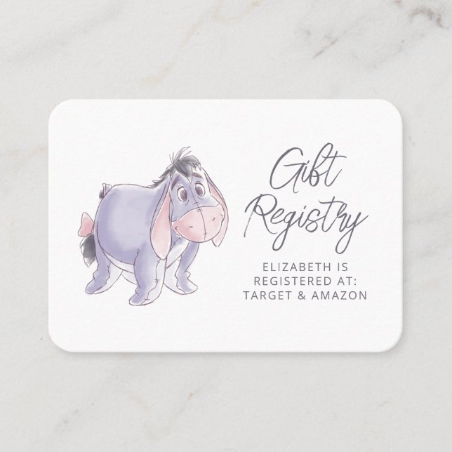 Watercolor Eeyore Baby Shower Place Card (Front)