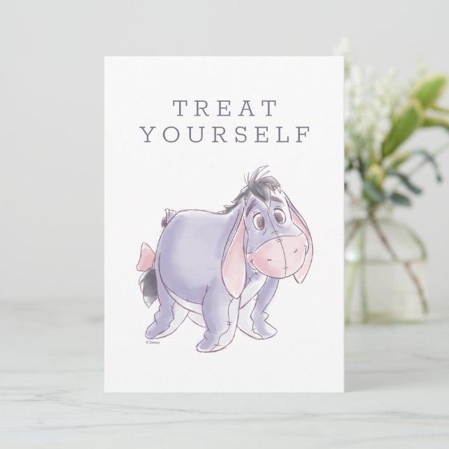 Watercolor Eeyore Baby Shower Take a Treat Invitation (Standing Front)