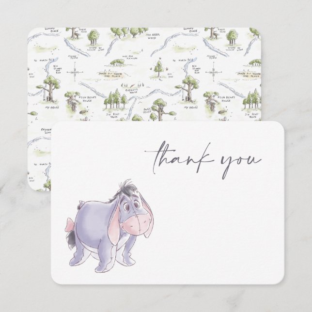 Watercolor Eeyore Baby Shower Thank You Invitation (Front/Back)