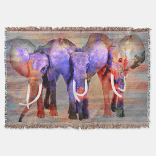 Watercolor effect Elephant Digital Art Throw Blanket