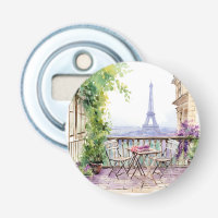 Watercolor Eifel Tower Paris French Cafe