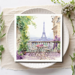 Watercolor Eifel Tower Paris French Cafe Napkin