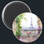 Watercolor Eiffel Tower Paris French Cafe Magnet<br><div class="desc">Watercolor Eiffel Tower Paris French Cafe Decorative Magnets features a watercolor french cafe seating area with Paris and the Eiffel Tower in the background. Created by Evco Studio www.zazzle.com/store/evcostudio</div>