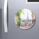 Watercolor Eiffel Tower Paris French Cafe Magnet<br><div class="desc">Watercolor Eiffel Tower Paris French Cafe Decorative Magnets features a watercolor french cafe seating area with Paris and the Eiffel Tower in the background. Created by Evco Studio www.zazzle.com/store/evcostudio</div>