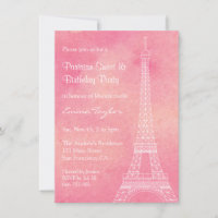 Watercolor Eiffel Tower Parisian Birthday Party