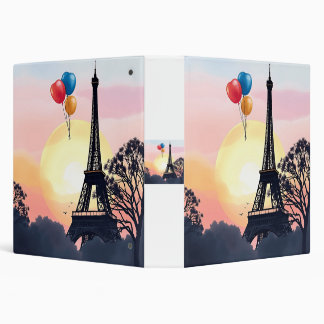 Watercolor Eiffel Tower with Balloons Binder
