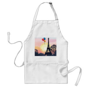Watercolor Eiffel Tower with Balloons Standard Apron
