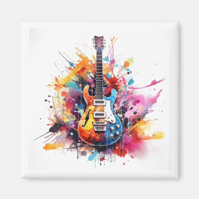 watercolor electric guitar magnet (Front)