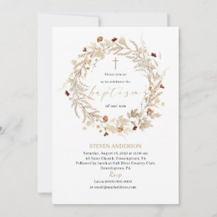 Watercolor Elegant Baptism Invitation