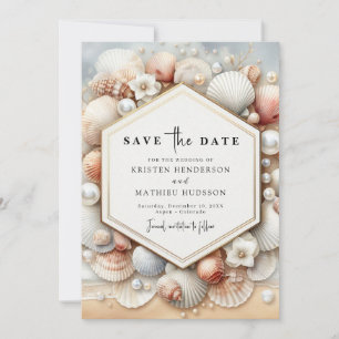 Watercolor Elegant Beach Wedding Save The Date