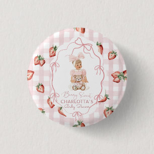 Watercolor  elegant Berry Sweet girl strawberry bi 1 Inch Round Button