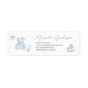 Watercolor Elegant Blue Bow ToReturn Address Label