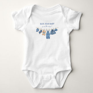 Watercolor Elegant Blue Jean Denim Western Baby Sh Bodysuit