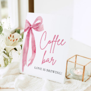 Watercolor Elegant Blush Pink Bow Coffee Bar Sign