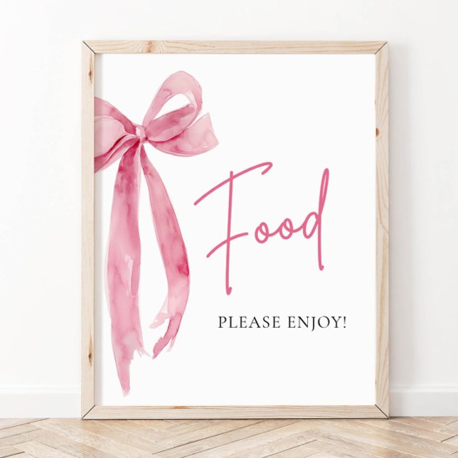 Watercolor Elegant Blush Pink Bow Food Sign (Watercolor Elegant Blush Pink Bow Food Sign)